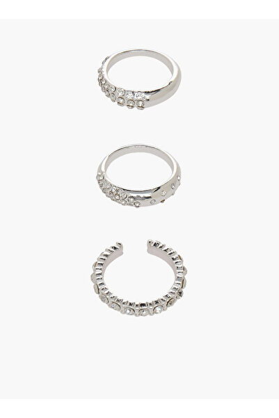 FAV Set of 3 - Embellished Silver Tone Ring