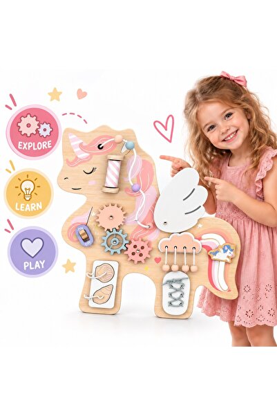 indiggo MagicUnicorn Wooden Sensory Activity Board Montessori Discovery with ...
