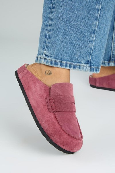 Manijero Ziva 2 Women's Genuine Leather Loafer Sabo Cherry Slippers