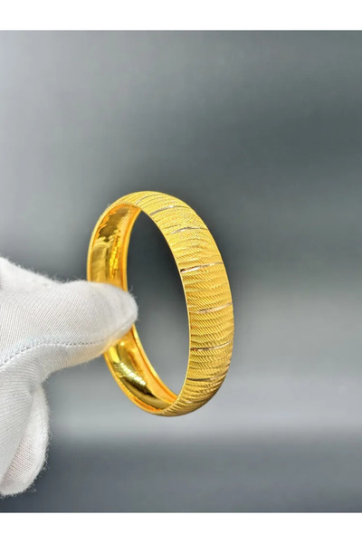 14 ayar 1,5 Cm Ağaç Kabuğu Bilezik - Ölçü: 66