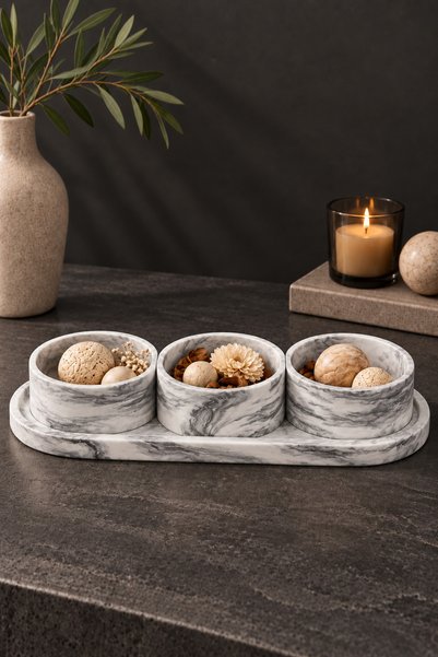 betonmall Mermer Desenli Beton Kase Seti Tepsili Dekoratif Sunum Kasesi Masa ...