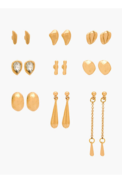 FAV Gloo Pack of 9 Metallic Earrings with Pushback Closure