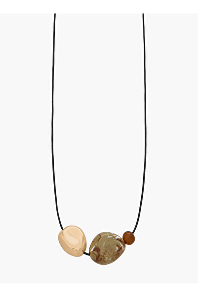 FAV Corded Necklace with Resin Stone Pendant