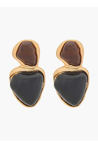 FAV Gold Tone Resin Accent Drop Earrings with Pushback Closure