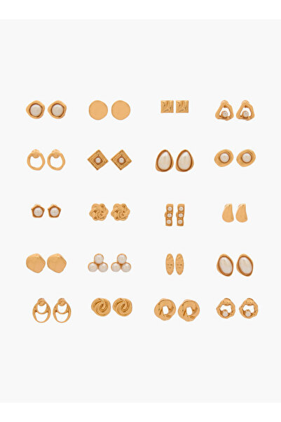 FAV Pack of 20 Pearl Stud Earrings with Pushback Closure