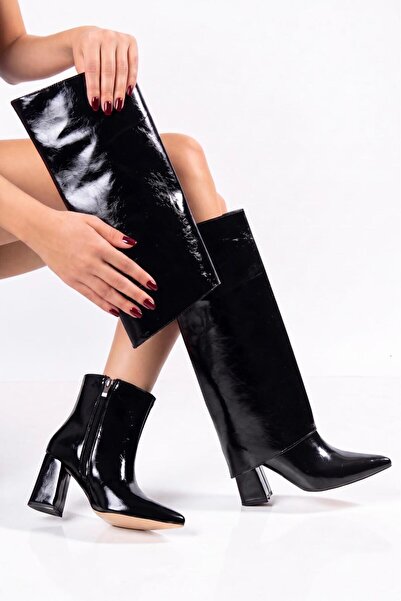 DefHeel'e Tak Çıkart Dust Cover Detailed Zippered Pointed Toe Heeled Boots