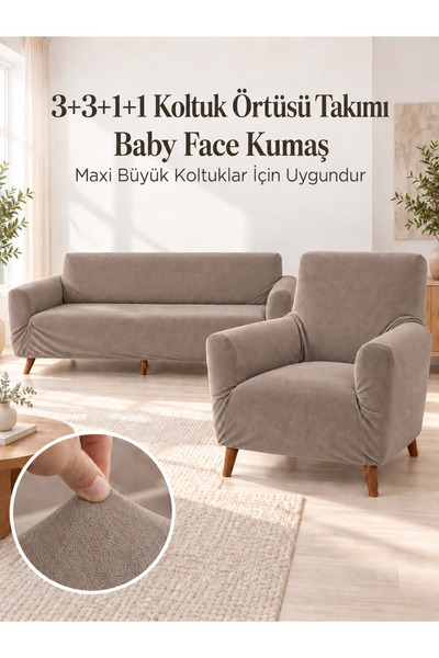 coverbox Baby Face Matte Velvet 3+3+1+1 Maxi Σετ Ελαστικό Κάλυμμα Καναπέ Κάλυ...
