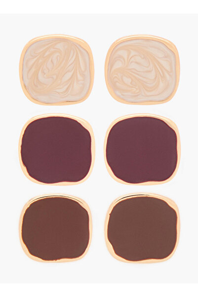 FAV Gloo Pack of 3 Gold Tone Stud Earrings with Pushback Closure