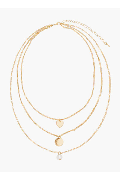 FAV Gloo Gold Tone Layered Necklace with Pearl Charm