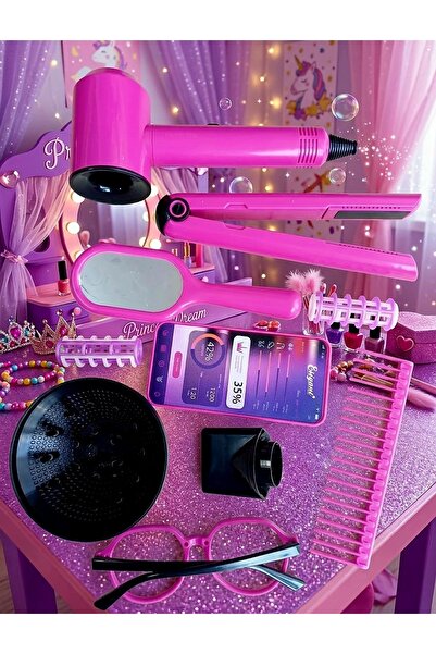 OYUNCAKSAHİLİ Güzellik Seti 10 Parça Makyaj Makeup Gözlük Ayna Bigudi Tarak E...
