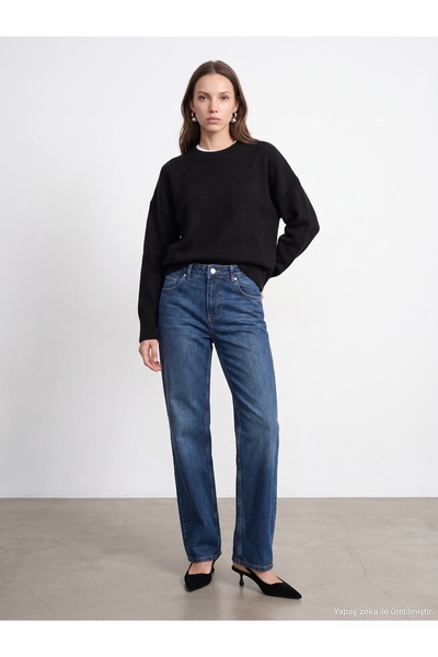 Dilvin 72362 100% Cotton Basic Wide Leg Jeans