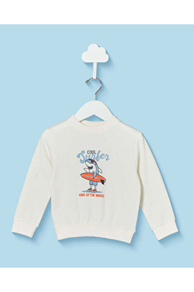 REDTAG Infant Boys White Printed Sweatshirt