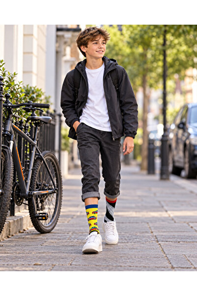 HNSOCKS RENKLİ ÇORAP MAFYASI Car and Truck Patterned Traffic Themed Boys' Soc...