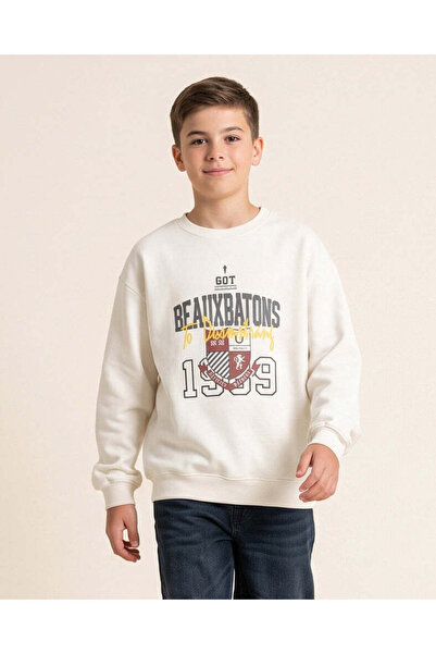 REDTAG Senior Boys Off White Printed Sweatshirt