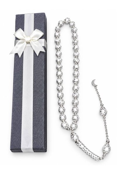 Generic Luxury White Metal Cage Rosary