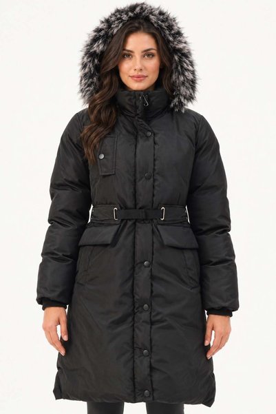 Dewberry Z9774 Coat-Black-1