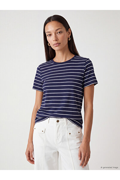 LC Waikiki Two Mt Shop Quality Lcw Everyday Navy Blue Striped Standard & Regu...