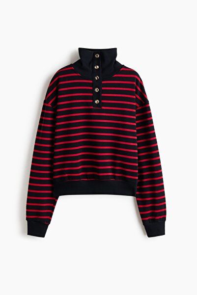 H&M Üstte Düğmeli Sweatshirt