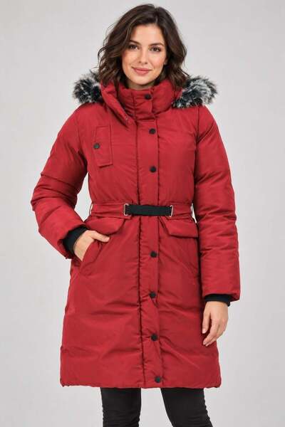 Dewberry Z9774 Coat-Bordo-1