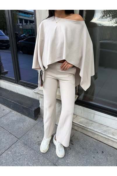 EYLANA Selani̇k Free Sleeve Poncho+Pocketed Pants Set