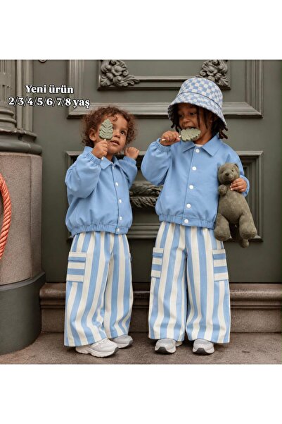 bohemiankids baby wear Unisex Favori Mavi 2 Cepli Pantolon
