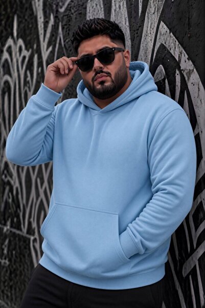 Oksit Ανδρικό φούτερ με κουκούλα Bery Plus Size, βασικό, με δύο κλωστές, τσέπ...