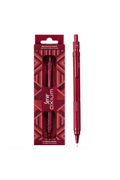 Serve Axium 0.7 mm Mekanik Kurşun Kalem Alüminyum Gövde Metalik Bordo SV-AXIU...