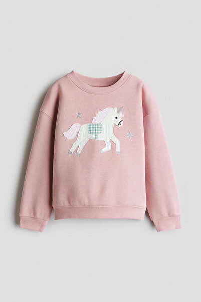 H&M Motif Detaylı ve İçi Tüylü Sweatshirt