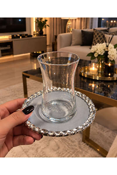 Paşabahçe Tea Set for 6 Persons 12 Pieces Stainless Steel with Non-Scratch Pl...
