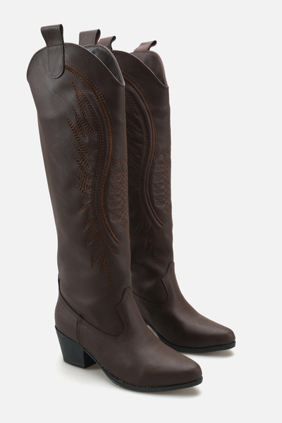 Liza Shoes Women's Embroidered Short Heel Cowboy Boots A030-K925