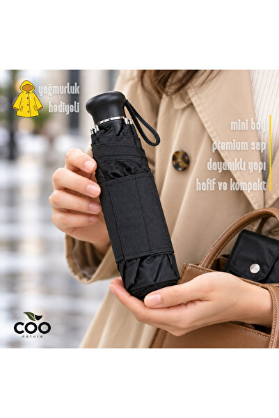 coo Telefon Boyutunda Mini Şemsiye – Kompakt, Su Itici, Kılıflı + Yağmurluk H...