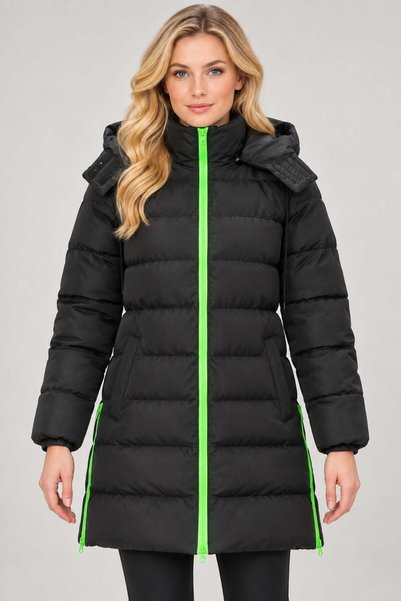 Dewberry Women's Coat Black-Green Z9770