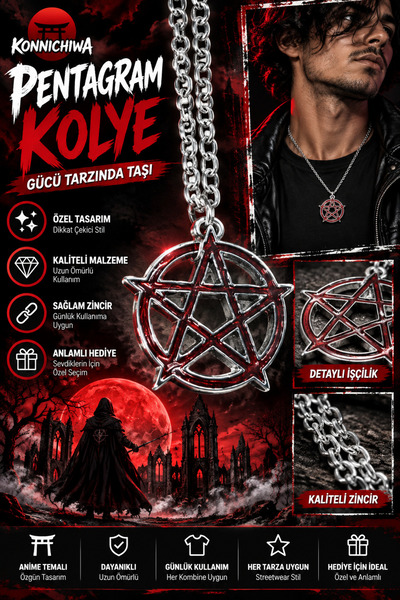 FG KONNİCHİWA Mistik Pentagram Kolye – Pentagram ve Ters Pentagram Model Seçe...