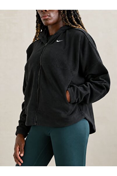 Nike Kadın Siyah Sweatshirt One Therma-FIT FZ Top Polar /OVERSİZE BOL KALIPTI...