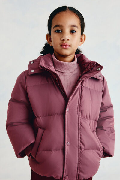 H&M Kapüşonlu Kuş Tüyü Pofuduk Ceket