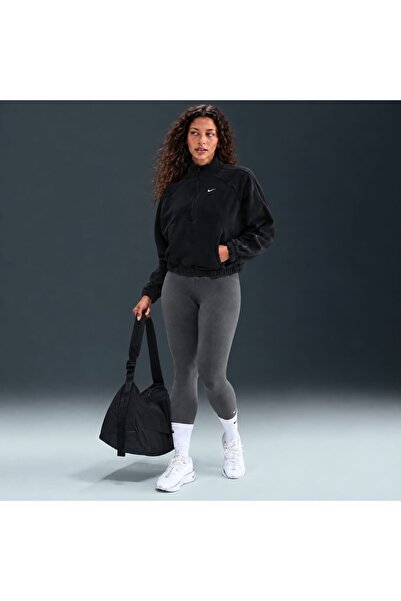 Nike Kadın Siyah Yarım Feruarlı One Therma-FIT FZ Top Polar /OVERSİZE BOL KAL...