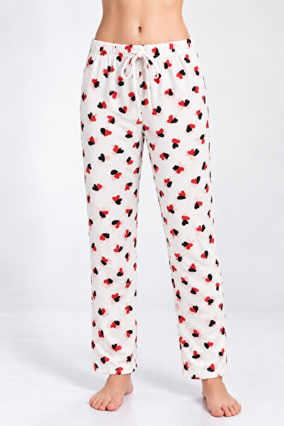 Serena Pantaloni de pijama de dama ALB cu buburuze