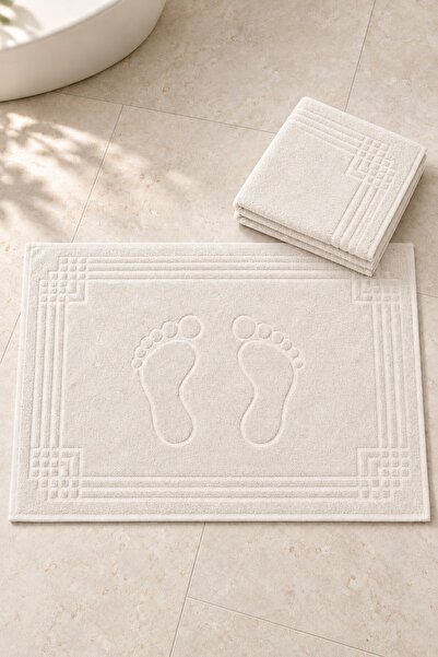 VAROL Liva Series 100% Cotton Footprint Patterned 2-Piece Foot Towel 50×70 cm