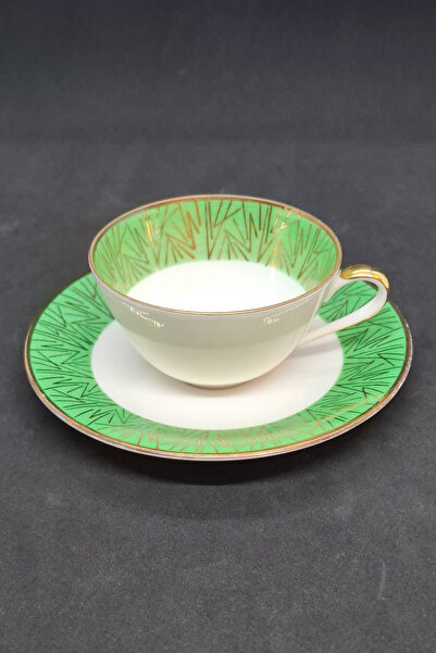 LANGENTHAL Green Geometric Patterned Vintage Porcelain Coffee Cup 80 ml
