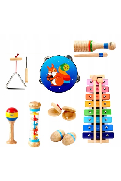 NO BRAND SET 8 x INSTRUMENTE MUZICALE PENTRU COPII, JUCĂRII DIN LEMN