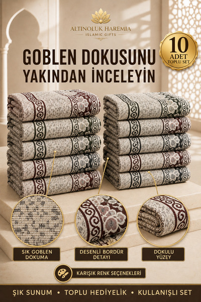 Altınoluk Haremia 10'lu Ekonomik İnce Seccade | Hafif Karışık Renk Toplu Dağı...