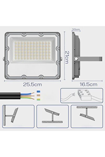 SMARTLED Proiector LED HALOGEN PUTERNIC 100W cu SENZOR DE MIȘCARE, LUMINĂ AMB...