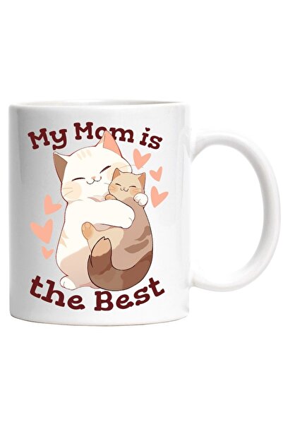 INOVATIX Personalized white mug, My Mom Is The Best, Mom, Cats, Hug, Love, Pa...