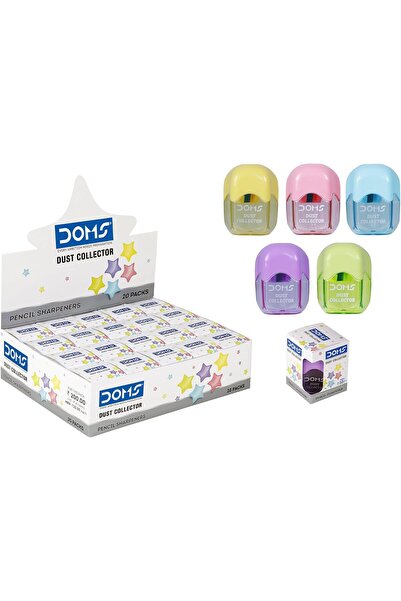 doms Multicoloured Dust Collector Sharpener Blister Pack of 6
