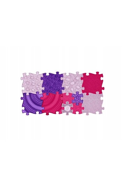 Muffik Covoraș senzorial ortopedic, set 11-în-1, roz, 11 piese puzzle senzoriale