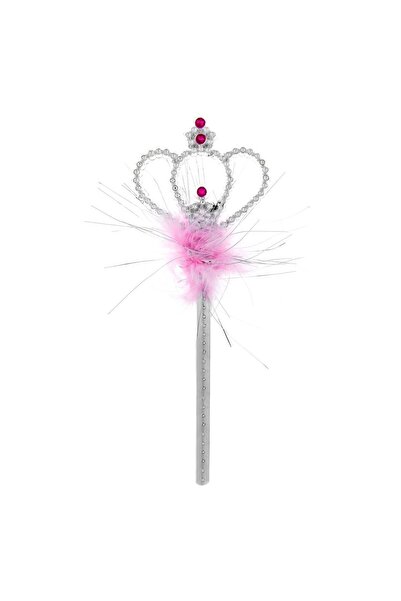 OEM Silver Wand Pink Crown Feathers 34cm