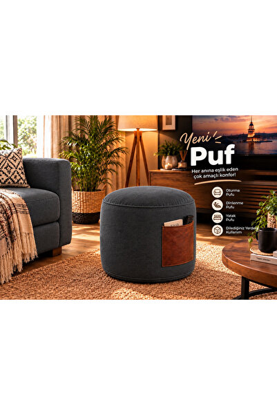 PUFYMAX Bohem Dekoratif Puf,ayakucu pufu,çok amaçlı cepli puf 45X40cm Yıkanab...