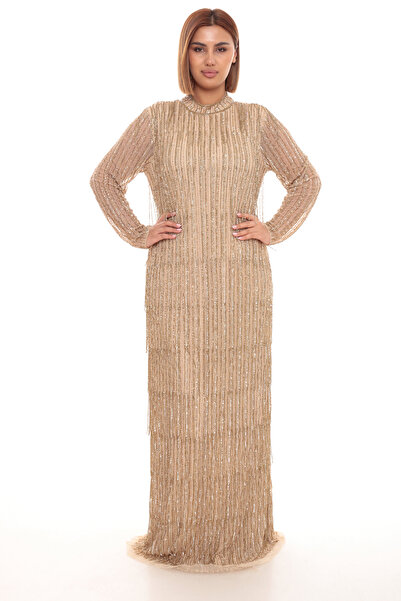GATSBYLADY LONDON KERENY - EL İŞLEMELİ , TAŞ PÜSKÜLÜ ELBİSE