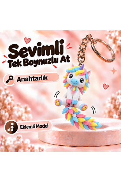 Sevimli Tek Boynuzlu At Anahtarlık