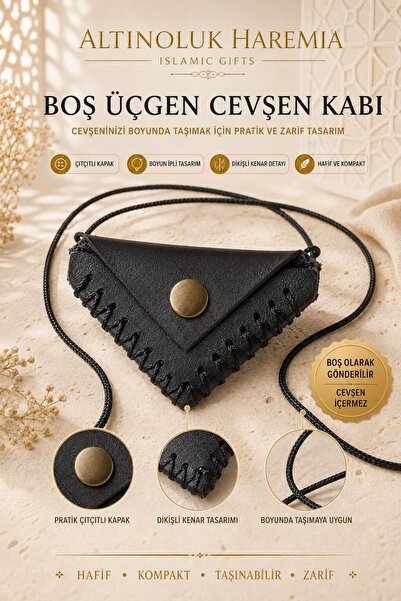 Altınoluk Haremia Boş Üçgen Cevşen Kabı | Boyun İpli Çıtçıtlı Taşınabilir Cev...